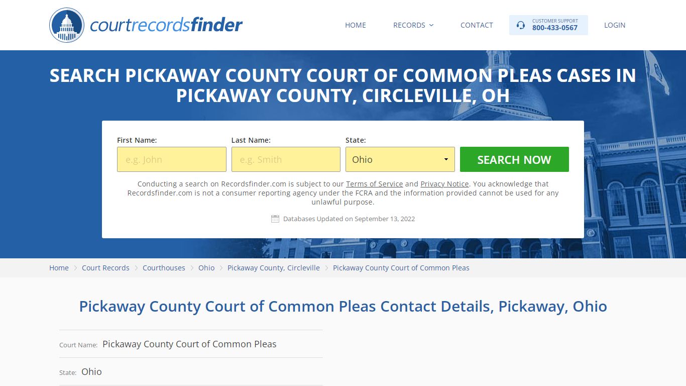 Pickaway County Court of Common Pleas Case Search - RecordsFinder