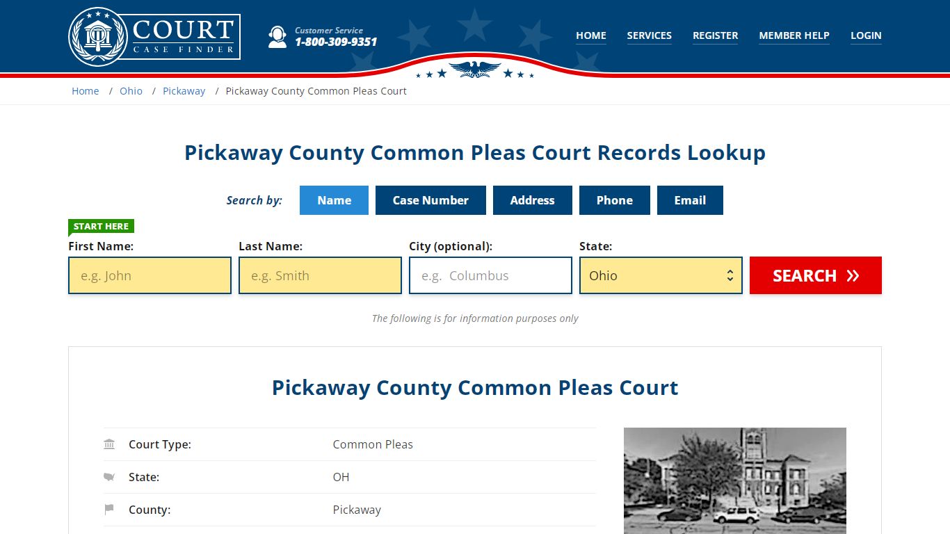 Pickaway County Common Pleas Court Records Lookup